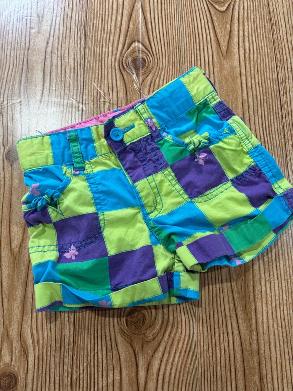 4/$20 The Children’s Place Checkerboard Print Cotton Shorts Butterflies Bows